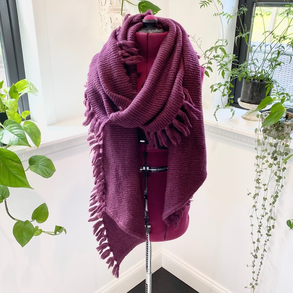 REBECCA MINKOFF plum tassel scarf